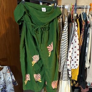 Tie front crop rayon wide leg pants